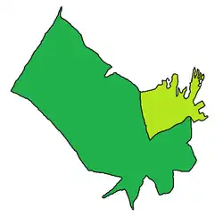 Location of metropolitan Dammam (light green)
in the Dammam Governorate (dark green)