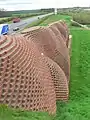 East of Darlington, the A66 passes the Brick Train sculpture