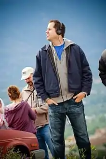 Daryn Tufts during filming of My Girlfriend's Boyfriend.