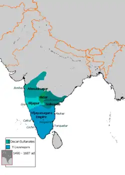 Territory of the Adil Shahis (Bijapur Sultanate) and their neighbours.