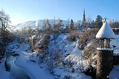 Image 3Braemar is a village in Aberdeenshire, around 58 miles (93 km) west of Aberdeen in the Highlands. Sitting at an altitude of 339 metres (1,112 ft), Braemar is the third coldest low lying place in the UK, after the villages of Dalwhinnie and Leadhills. It has twice entered the UK Weather Records with the lowest ever UK temperature of -27.2oC, on 11 February 1895, and 10 January 1982.Photo credit: Paul Chapman