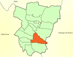 Location of Simoca Department in Tucumán Province.