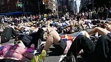 Die-in at the Queer Liberation March at 6th Avenue and 23rd Street in Manhattan.