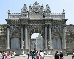 Image 10One of the main entrance gates of the Dolmabahçe Palace. (from Culture of Turkey)