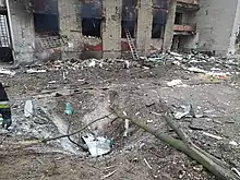 The wreckage of a building in Chernivtsi (Chernivtsi Oblast) after a Russian airstrike, 13 March, 2022