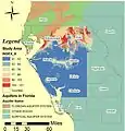 Figure 1: This is the DRASTIC summary index for West Florida, and blue is the least vulnerable area of the aquifer and the red would be the highest vulnerability.