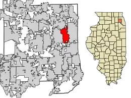 Location of Villa Park in DuPage County, Illinois.