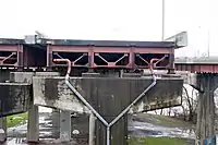 This is a cross section of the unfinished eastern portion of one of the sides of the Dunn Memorial Bridge.