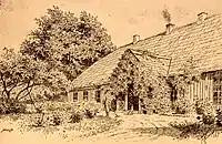 Manor in Bohdanów - drawing Ferdynand Ruszczyc from 1895.