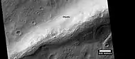 Signs of material moving down the side of a ridge, as seen by HiRISE, under the HiWish program.