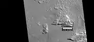 Depressions with straight southern walls, as seen by HiRISE under HiWish program.  Box indicates part enlarged in images below.