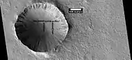 Relatively young crater with possible gullies, as seen by HiRISE under HiWish program.