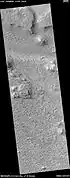 Wide view of layered terrain, as seen by HiRISE under HiWish program Location is northeast of Gale Crater in Aeolis quadrangle.