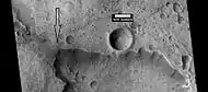 Hanging valley that once may have been a waterfall, as seen by HiRISE under HiWish program