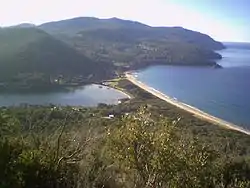 Eaglehawk Neck from Martin Cash's lookout.