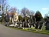Chapel and gravestones in East Finchley Cemetery