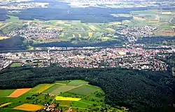 Aerial view of Ebersbach an der Fils