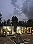 Administrative building of the campus seen at night