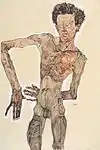 Self-portrait grimacing, 1910