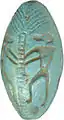 Monkey next to a palm, symbolizing the sun god's daily rising, on an Egyptian amuletic bead (ca. 1300 BC)