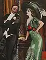 Elegant Couple in Conversation, gouache on paper, 1909