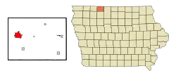 Location of Estherville, Iowa