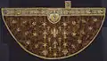 English cope, late 15th or early 16th century. Silk velvet embroidered with silk and gold threads, closely laid and couched. Contemporary Art Institute of Chicago textile collection.