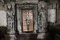 Entrance to mantapa (gathering hall) has dvarapalas (door keepers) in Lakshminarasimha temple at Javagal