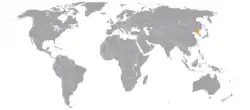 Map indicating locations of Equatorial Guinea and North Korea