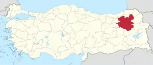 Location of Erzurum Province in Turkey