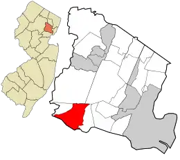 Location of Short Hills in Essex County (right) and of Essex County in New Jersey (left)