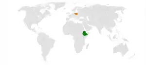 Map indicating locations of Ethiopia
and Poland