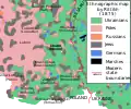 A fragment of the ethnographic map by Aleksandr Rittikh with ethnic composition of Kholmshchyna, 1875