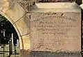 The Granniss family inscription on the cemetery gateway: “They rest from their labors.”
