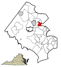 Location of Idylwood in Fairfax County, Virginia