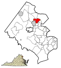 Location of Tysons in Fairfax County, Virginia