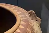 Falcon Horus, deity of Hierakonpolis, on a Naqada IIC jar, circa 3500 BCE, British Museum EA36328.