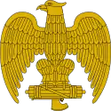 Eagle clutching a fasces, a common symbol of Italian Fascism, regularly used on uniforms and caps