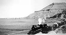 A train arriving km. 3 in Chubut.