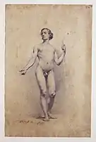 Nude Young Man with Spear, pencil on paper, 1860