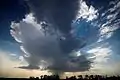 Sigma 10–20&nbsp;mm photograph of sky exhibiting some of the characteristics often found in images taken with an ultra wide-angle lens.