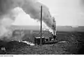 Steam locomotive moving earth
