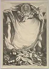 Print by François Boucher, in which appears a pair of Solomonic columns with Ionic capitals