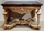 Pier table; 1685–1690; carved, gessoed, and gilded wood, with a marble top; 83.6 × 128.6 × 71.6&nbsp;cm; Art Institute of Chicago (US)