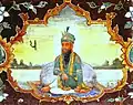 Fresco of Guru Arjan Dev from Goindwal Baoli Sahib.