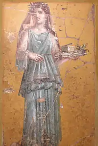 Fresco of woman with tray in Villa San Marco
