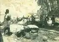 Ready for the journey. Goods on the beach prepared to be loaded on the boat. The bundle of the trader's bedding is on top of the heap. Fua Mulaku, 1981.