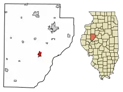 Location of Lewistown in Fulton County, Illinois.