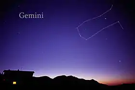 Castor is one of the two brightest stars in the constellation of Gemini (top left star).