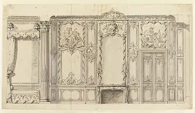 Design for the bedroom of the Prince, Hotel de Soubise, by Germain Boffrand (1735–40)